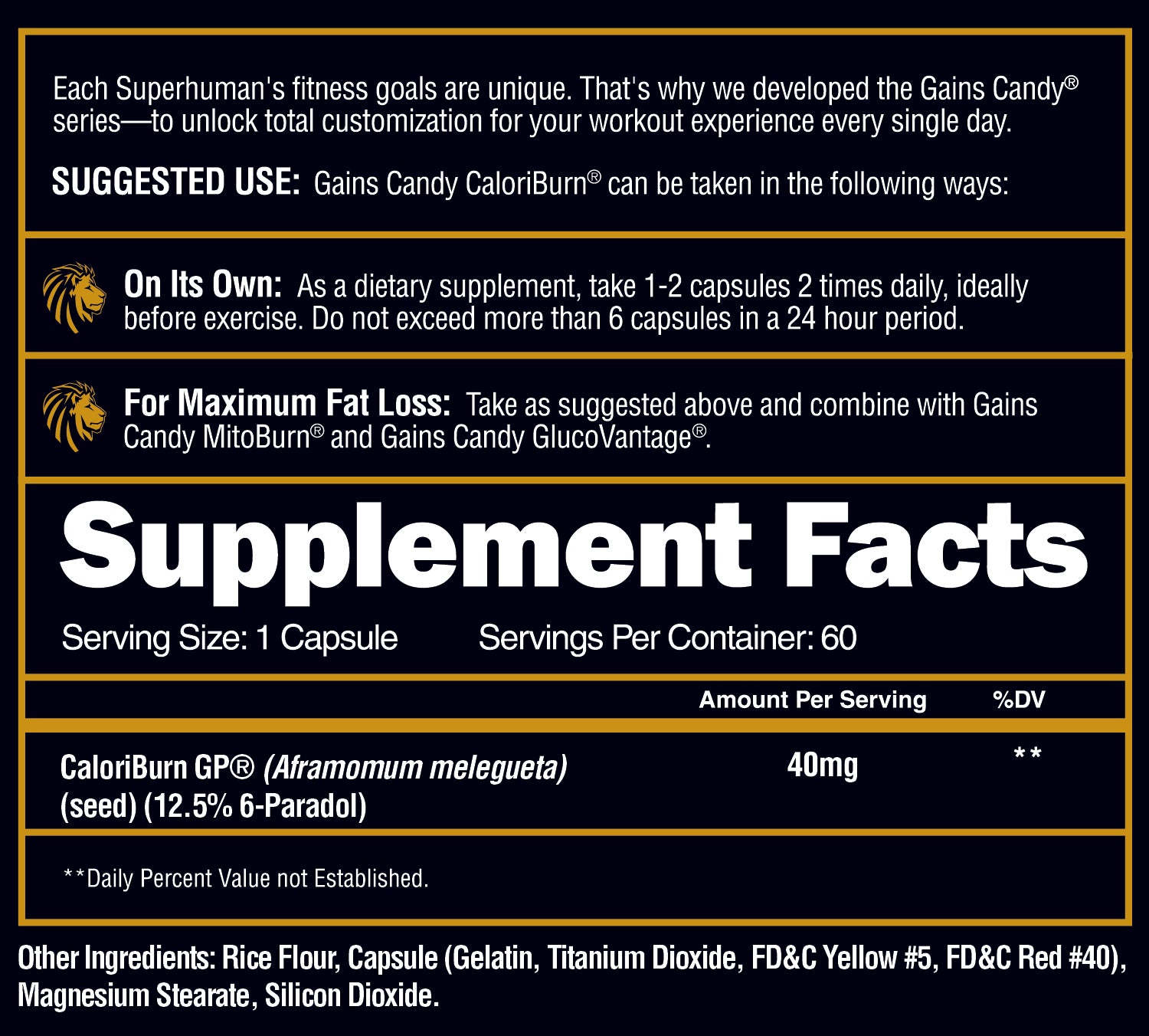 Caloriburn Supplement Facts