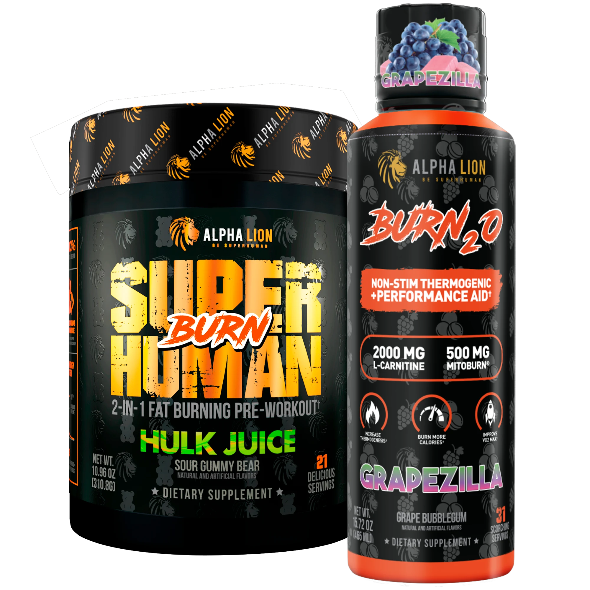 Stubborn Fat Loss Stack Grapezilla (Grape Bubblegum) / Hulk Juice (Sour Gummy Bear) - Alpha Lion