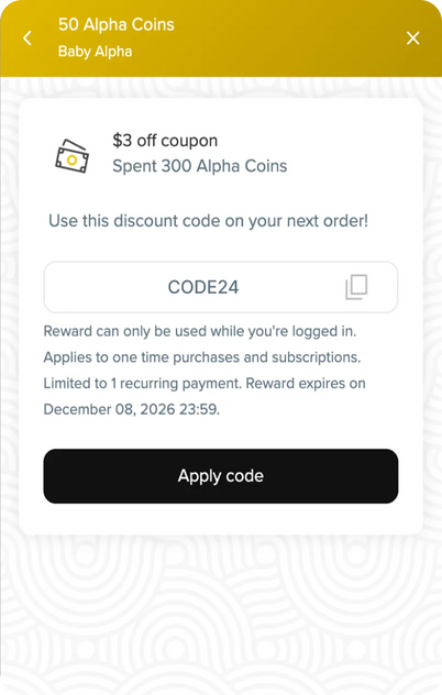 Apply Code at Checkout