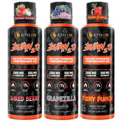 BURN2O 3x Pack Shred Berry / Grapezilla / Fiery Punch - Alpha Lion
