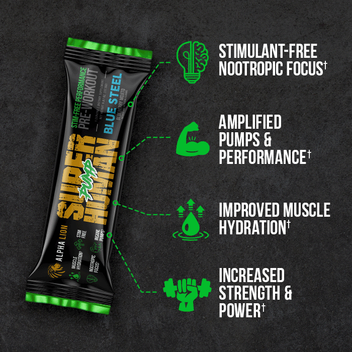 SUPERHUMAN PUMP SAMPLE - Stim Free Pre Workout - 4 Alphalion