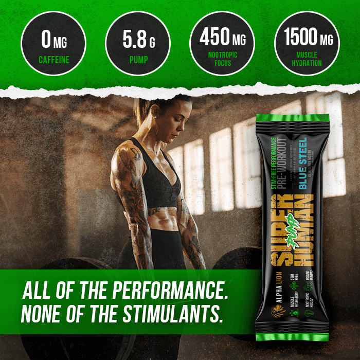 SUPERHUMAN PUMP SAMPLE - Stim Free Pre Workout - 6 Alphalion
