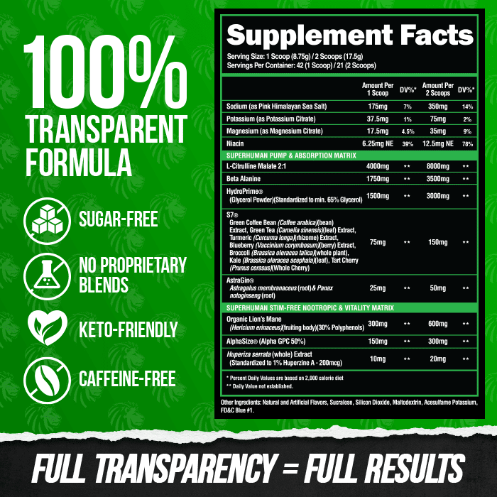 SUPERHUMAN PUMP - Stim Free Pre Workout 2