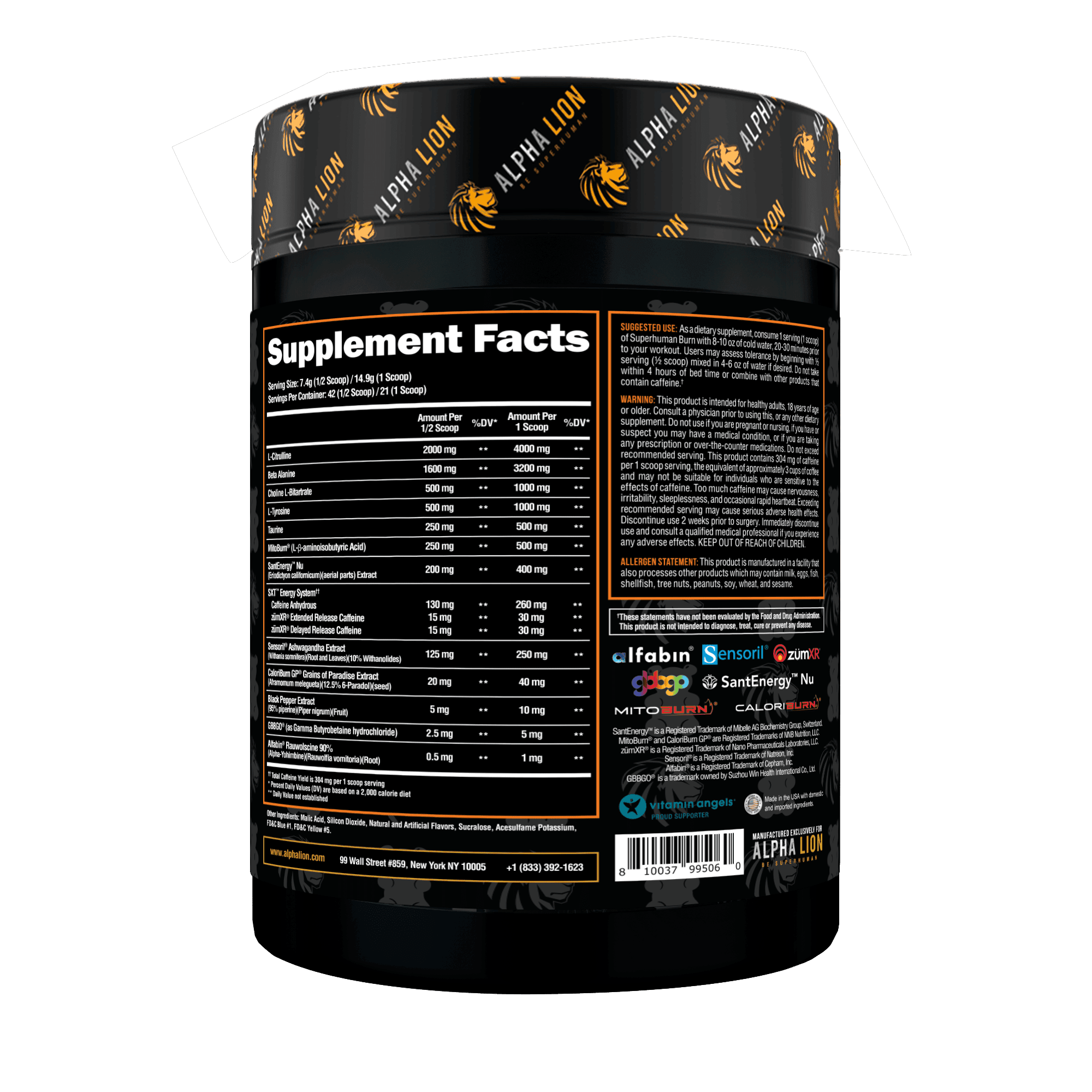 SUPERHUMAN® BURN - 2 in 1 Fat Burning Pre-Workout† - 4 Alphalion
