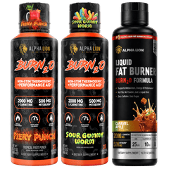 BURN2O 3x Pack Fiery Punch / Sour Gummy Worm / Caramel Apple