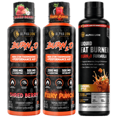 BURN2O 3x Pack Shred Berry / Fiery Punch / Caramel Apple
