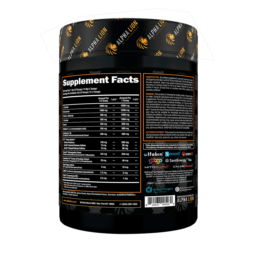SUPERHUMAN® BURN - 2 in 1 Fat Burning Pre-Workout† - 2 Alphalion