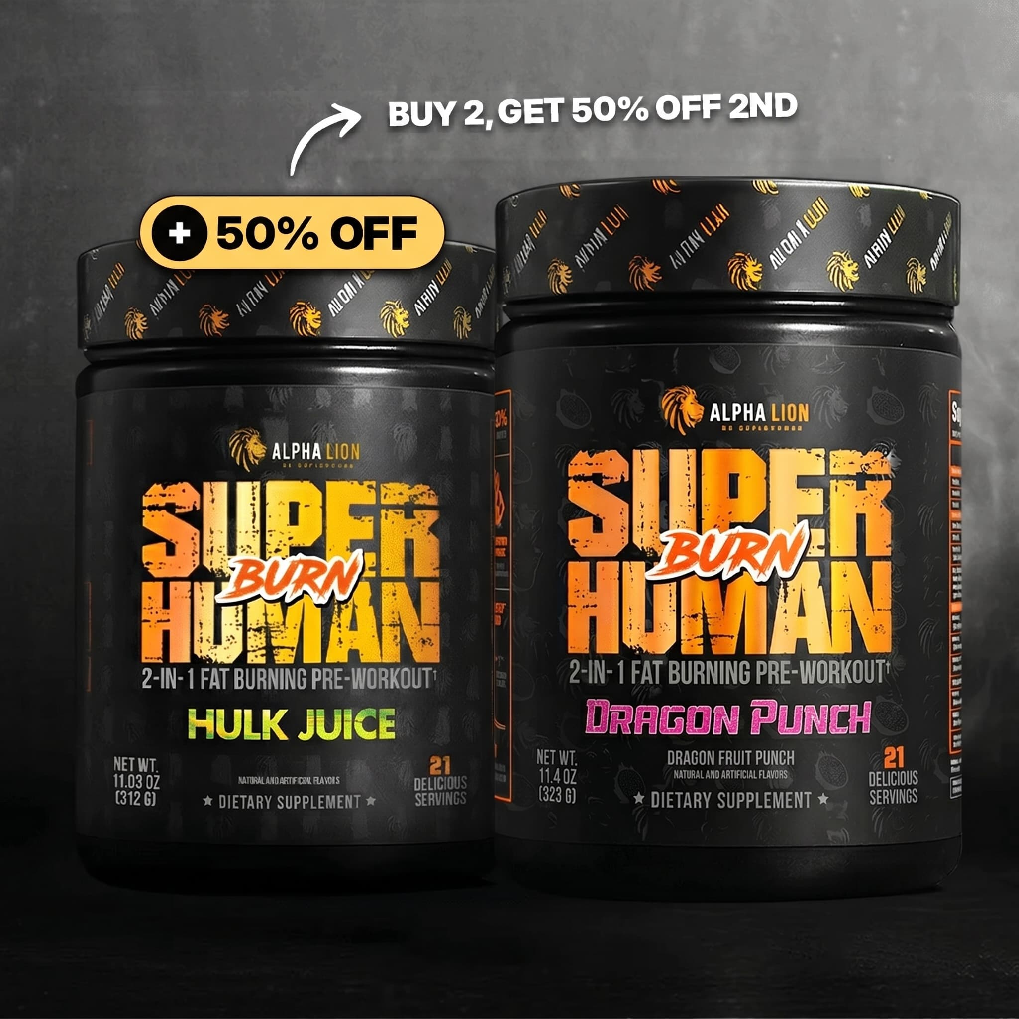 SUPERHUMAN® BURN - 2 in 1 Fat Burning Pre-Workout† - 3 Alphalion