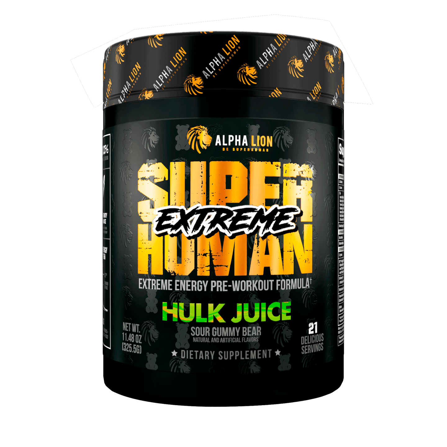 SUPERHUMAN® EXTREME - Extreme Energy Pre-Workout Formula HULK JUICE (Sour Gummy Bear) - Alpha Lion