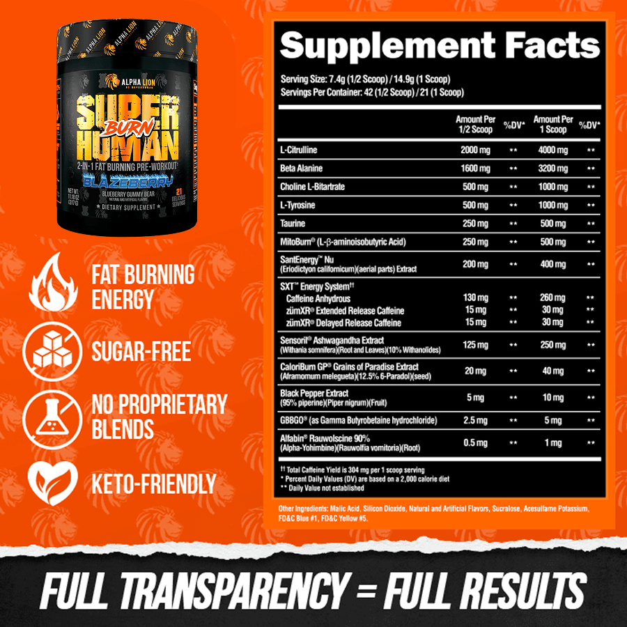 SUPERHUMAN FAT LOSS STACK - SuperHuman Burn + SuperHuman Sleep - 2 Alphalion