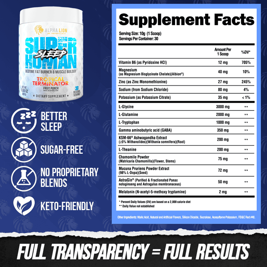 SUPERHUMAN FAT LOSS STACK - SuperHuman Burn + SuperHuman Sleep - 3 Alphalion
