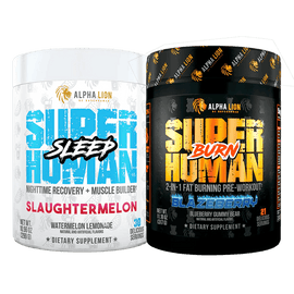 SUPERHUMAN FAT LOSS STACK - SuperHuman Burn + SuperHuman Sleep BLAZEBERRY (Blueberry Gummy Bear) / SLAUGHTERMELON (Watermelon Lemonade) - Alpha Lion