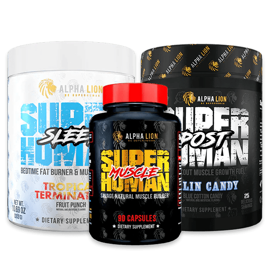 SUPERHUMAN MUSCLE STACK - Post, Sleep & Muscle - 5 Alphalion
