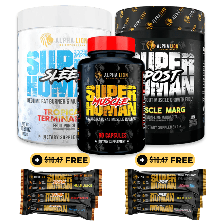 SUPERHUMAN MUSCLE STACK - Post, Sleep & Muscle - 7 Alphalion