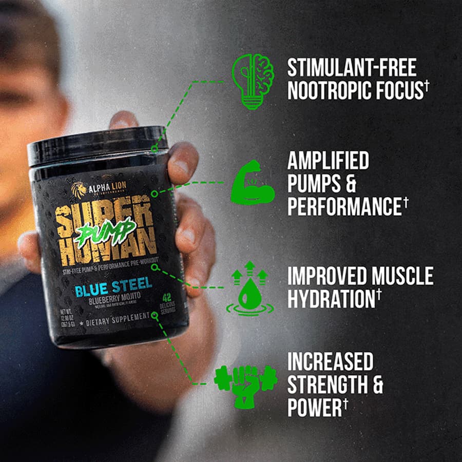 SUPERHUMAN PUMP - Stim Free Pre Workout - 4 Alphalion