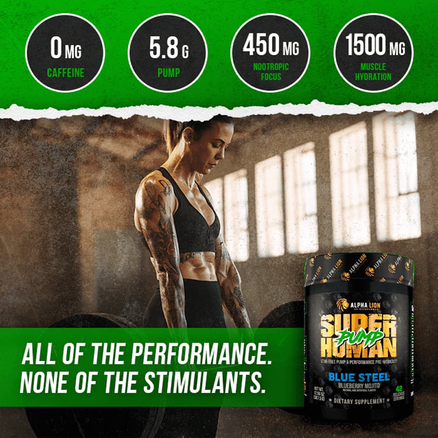 SUPERHUMAN PUMP - Stim Free Pre Workout - 7 Alphalion