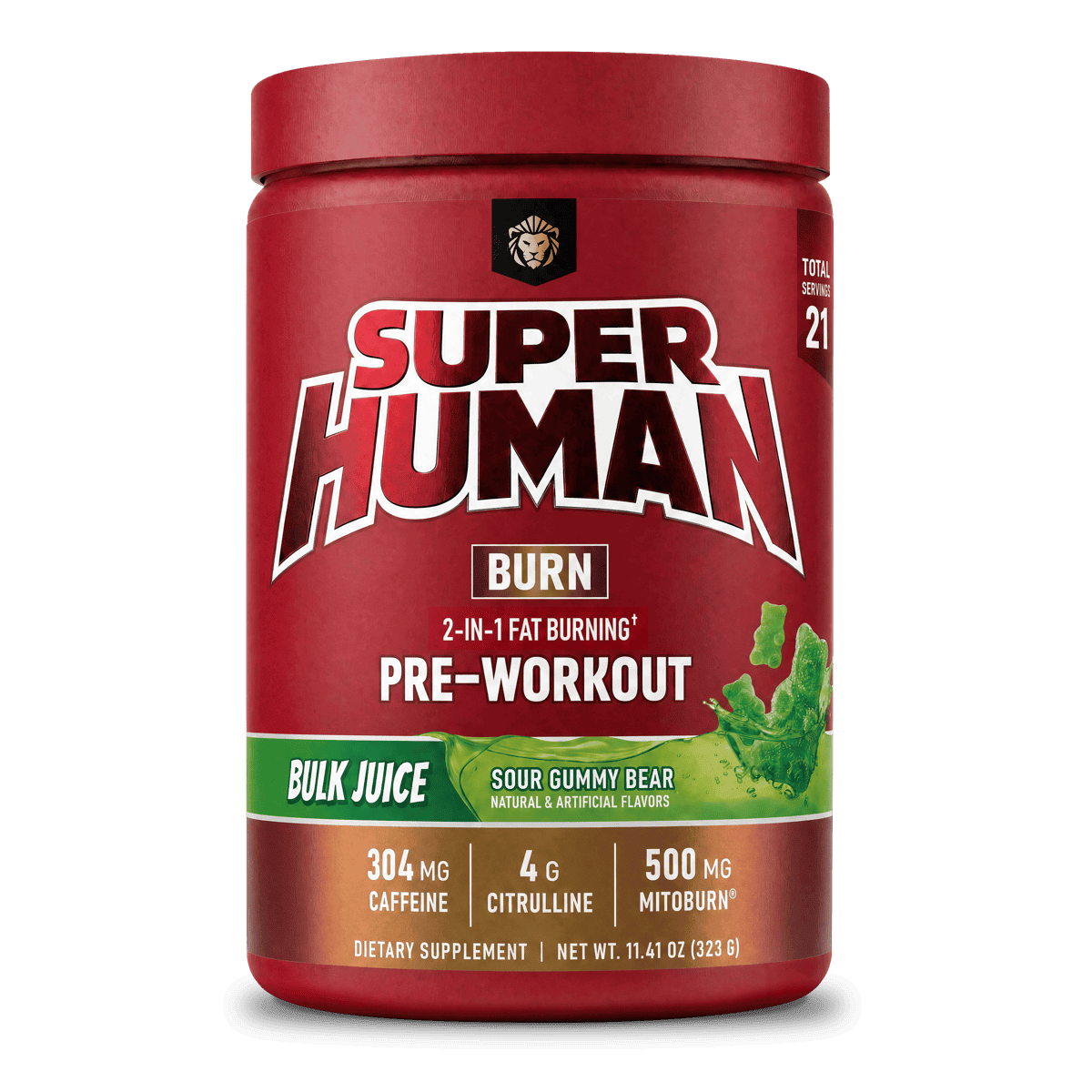 SUPERHUMAN® Burn Bulk Juice (Sour Gummy Bear) - Alpha Lion