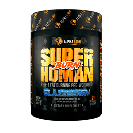 SUPERHUMAN® BURN - 2 in 1 Fat Burning Pre-Workout† BLAZEBERRY (Blueberry Gummy Bear) - Alpha Lion