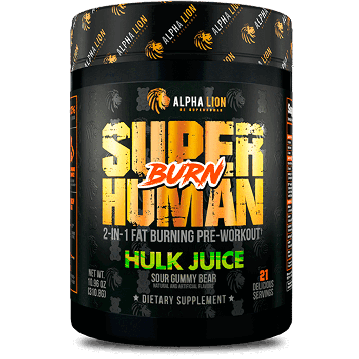 SUPERHUMAN® BURN - 2 in 1 Fat Burning Pre-Workout† .. HULK JUICE (Sour Gummy Bear) - Alpha Lion