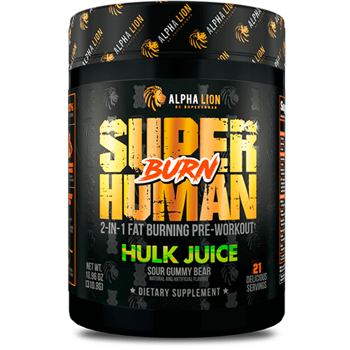 SUPERHUMAN® BURN - 2 in 1 Fat Burning Pre-Workout† HULK JUICE (Sour Gummy Bear) - Alpha Lion