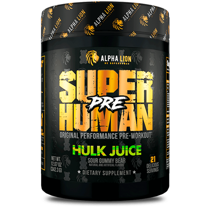 SUPERHUMAN® PRE-WORKOUT - Original Performance Pre-Workout† .. HULK JUICE (Sour Gummy Bear) - Alpha Lion