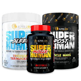 SUPERHUMAN MUSCLE STACK - Post, Sleep & Muscle TROPICAL TERMINATOR (Fruit Punch) / MUSCLE MARG (Lemon-Lime Margarita) - Alpha Lion