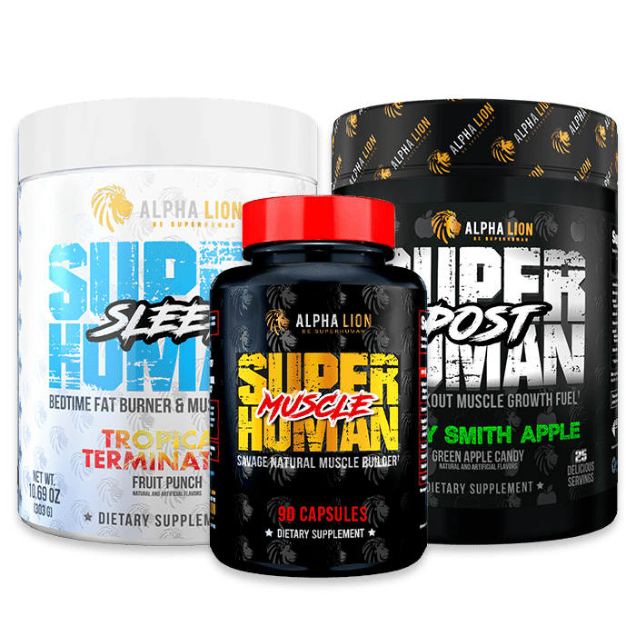 SUPERHUMAN MUSCLE STACK - Post, Sleep & Muscle - 6 Alphalion