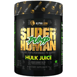 SUPERHUMAN PUMP - Stim Free Pre Workout .. HULK JUICE (Sour Gummy Bear) - Alpha Lion