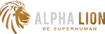 Alpha Lion logo, be superhuman