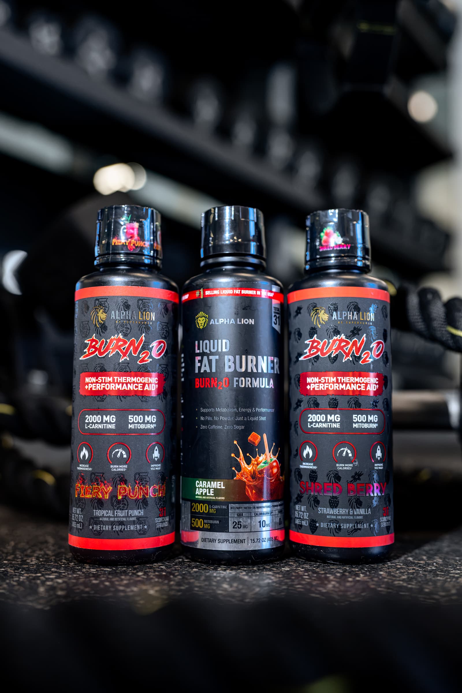 Fiery Punch, Caramel Apple and Shred Berry BURN2O